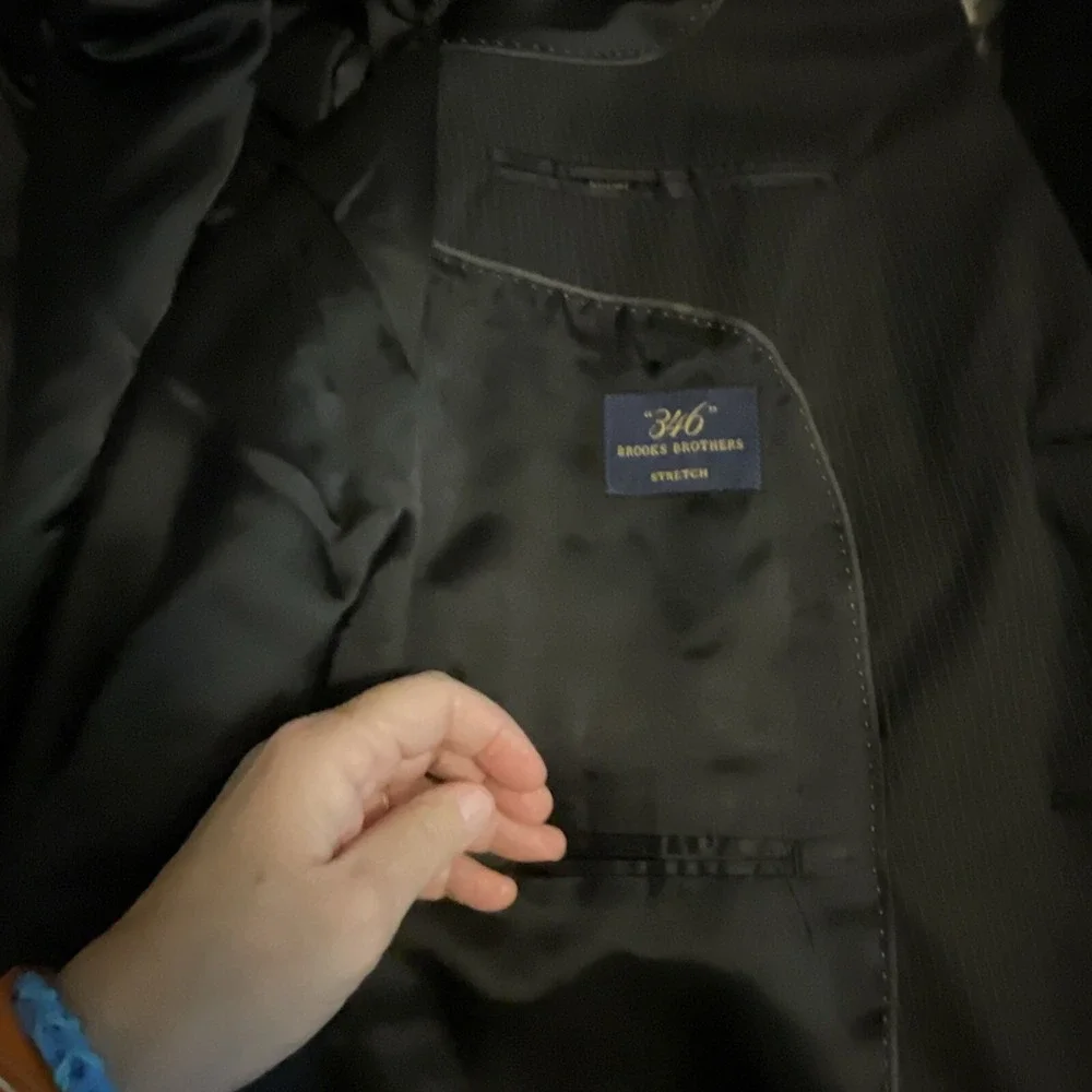Brooks Brothers Pinstripe, Sport‎ Coat Wool Egypt 42R Black / Gray Men's Blazer